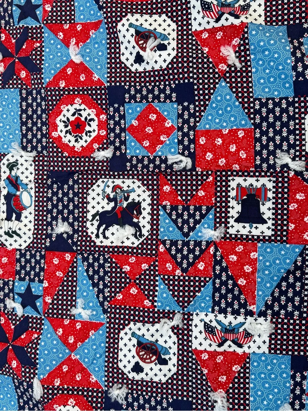 Vintage Patriotic Red White & Blue Patchwork Quilt